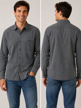 Quick Reflex Men's Black Button-Up Shirt Size Medium Long Sleeve Soft Casual